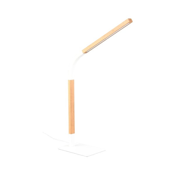 Stalinis šviestuvas baltos spalvos/natūralios spalvos LED su pritemdymo funkcija (aukštis 73,5 cm) su mediniu gaubtu Norris – Trio-image-4