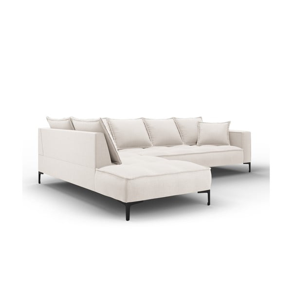 Kreminės baltos spalvos kampinė sofa Interieurs 86 Zelda, kairysis kampas-image-3