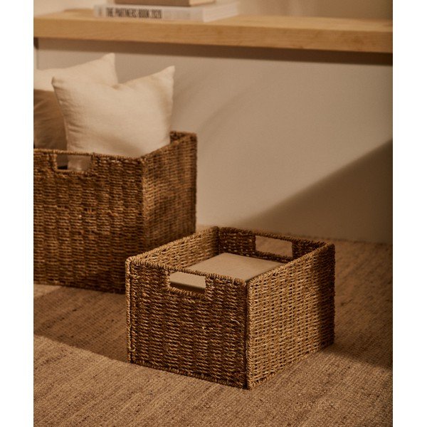 Iš jūržolės krepšiai 2 vnt. lentynai 32x27x22 cm Tossa – Kave Home-image-2