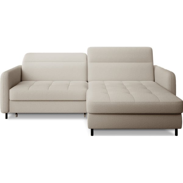 Smėlio spalvos iš boucle sulankstoma/su sandėliavimo vieta kampinė sofa (su dešiniuoju kampu/su gultu) Gomsi – ELTAP