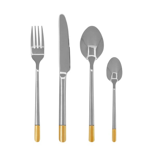 16 sidabro ir aukso spalvos nerūdijančio plieno stalo įrankių rinkinys Premier Housewares Avie
