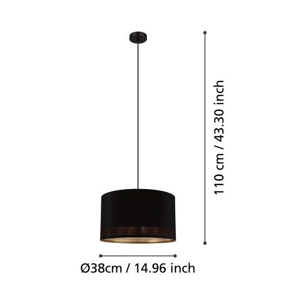 Kabantis šviestuvas juodos spalvos ø 38 cm su tekstiliniu gaubtu ESTEPERRA – EGLO-image-2
