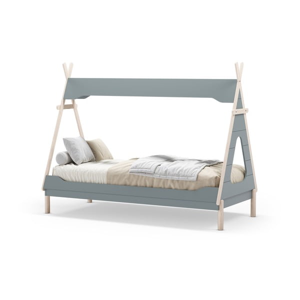 Naminė iš pušies masyvo vaikiška lova smaragdinės spalvos 90x190 cm Nora – Marckeric-image-2