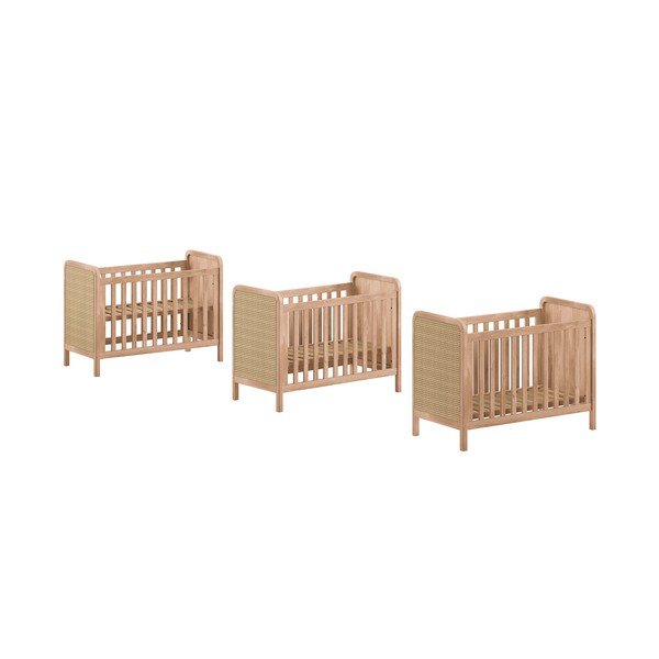Natūralios spalvos vaikiška lovelė reguliuojamas aukštis 60x120 cm Woods – Vipack-image-2