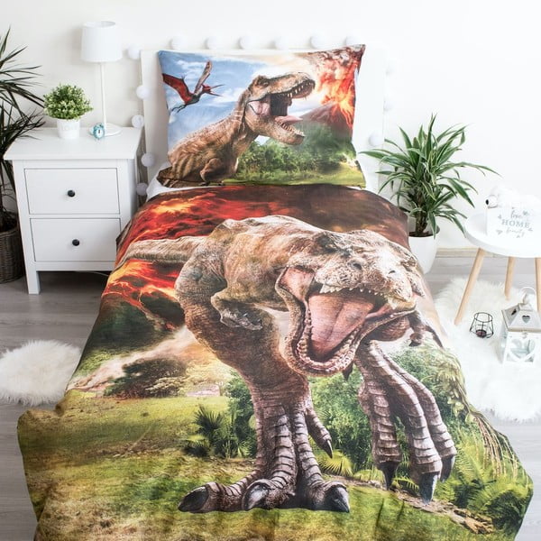 Iš medvilnės viengulė vaikiška patalynė 140x200 cm Jurassic World "Volcano" – Jerry Fabrics-image-1