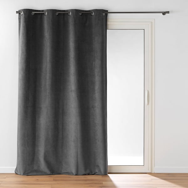 Antracito spalvos iš velveto užuolaida 140x260 cm Olympe – douceur d'intérieur