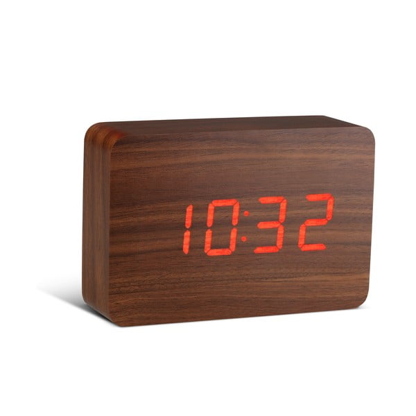 Rudas žadintuvas su raudonu LED ekranu Gingko Brick Click Clock Clock