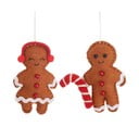 Iš tekstilės rankų darbo eglutės papuošimai 2 vnt. 6,5 cm Gingerbread Couple – Sass & Belle
