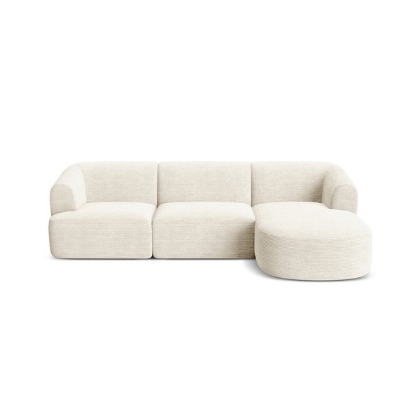 Smėlio spalvos kampinė sofa iš kordinio velveto (su dešiniuoju kampu/su gultu) Campi – Cosmopolitan Design-image-2