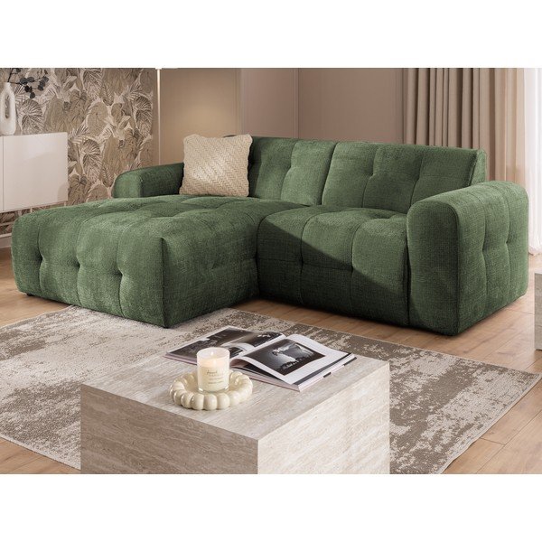 Žalios spalvos kampinė sofa (su kairiuoju kampu/su gultu) Melva – Ropez-image-1
