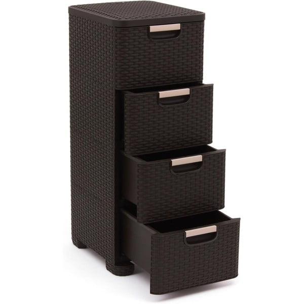 Iš plastiko aukšta vonios daiktadėžė tamsiai rudos spalvos 33x79 cm Rattan – Curver-image-3
