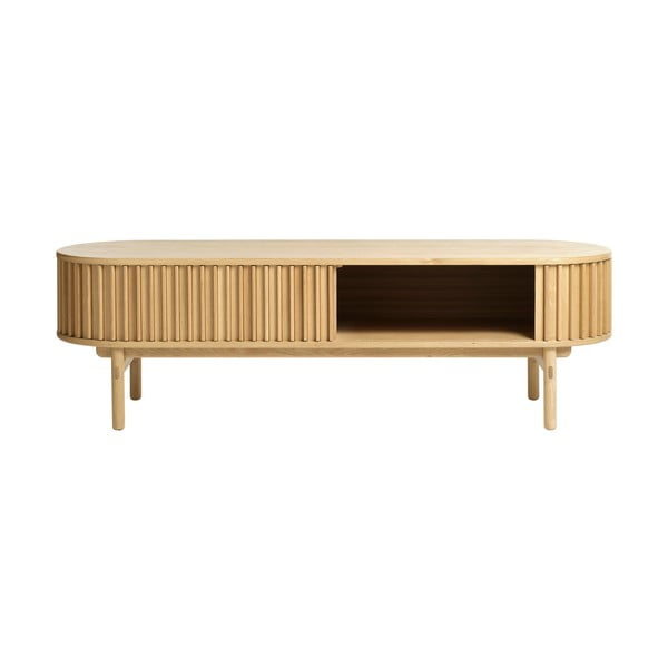 Natūralios spalvos ąžuolo apdailos TV staliukas 160x48 cm Carno - Unique Furniture-image-3