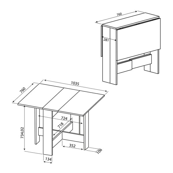 Sulankstomas valgomojo stalas Symbiosis Papillon-image-2