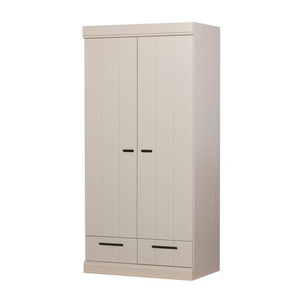 Pilkai smėlinės spalvos iš pušies masyvo drabužių spinta 94x195x53 cm Connect – WOOOD
