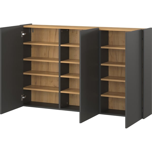 Antracito spalvos pakabinama spintelė iš ąžuolo 138x87x25 cm Libbiano – Germania-image-3