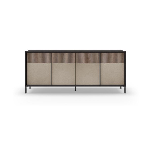 Žema šoninė spintelė antracito spalvos/šviesiai rudos spalvos 206x86 cm Amalia – Marckeric