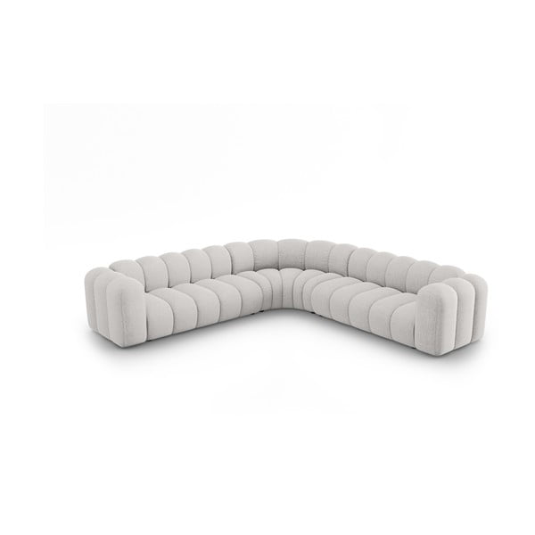 Šviesiai pilkos spalvos iš šenilinio audinio modulinė kampinė sofa Lupine – Micadoni 