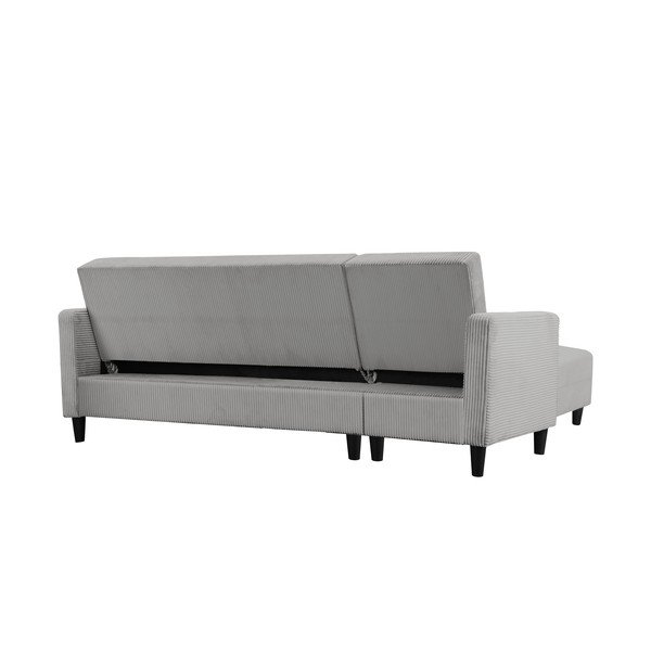 Iš kordinio velveto sulankstoma kampinė sofa šviesiai pilkos spalvos Hartford – Støraa-image-2