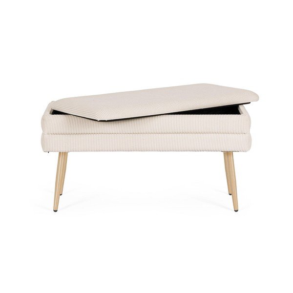 Baltos spalvos paminkštinto audinio suolas Olga – Bizzotto-image-3