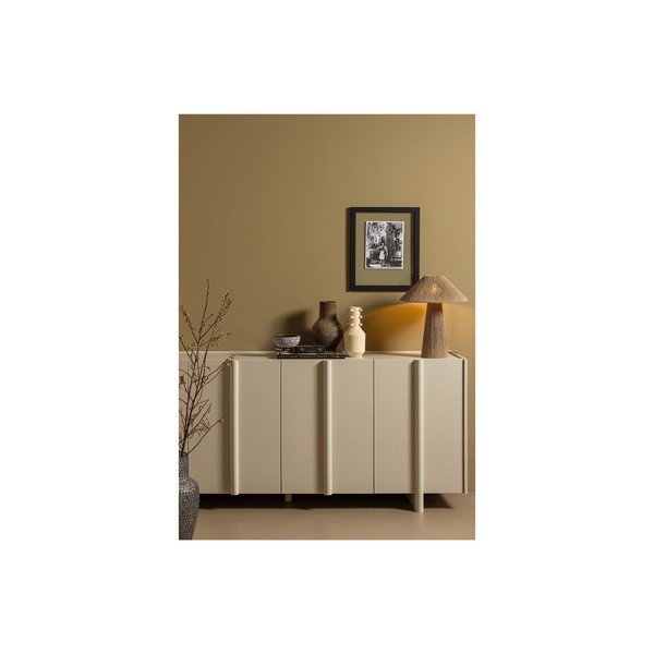 Žema šoninė spintelė kreminės spalvos iš pušies masyvo 200x85 cm Basu – WOOOD-image-1