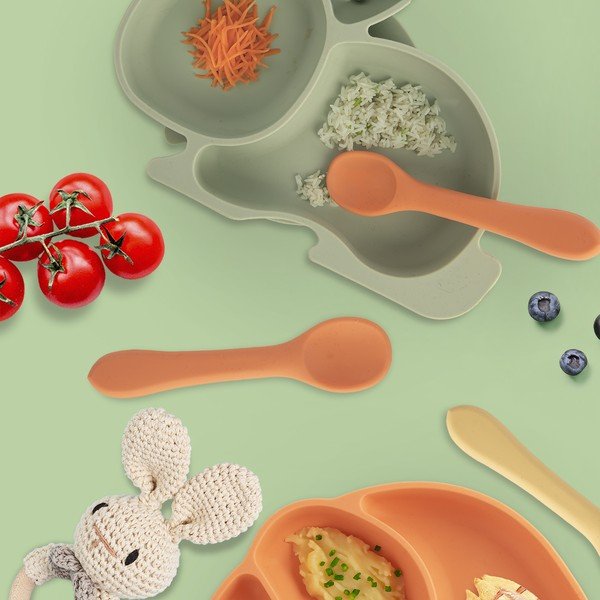 Oranžinės spalvos iš silikono vaikiškas šaukštas – Orion-image-1