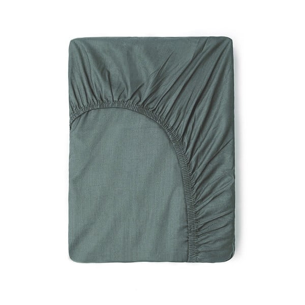 Paklodė žalios spalvos/pilkos spalvos iš medvilnės su guma 180x200 cm – Good Morning