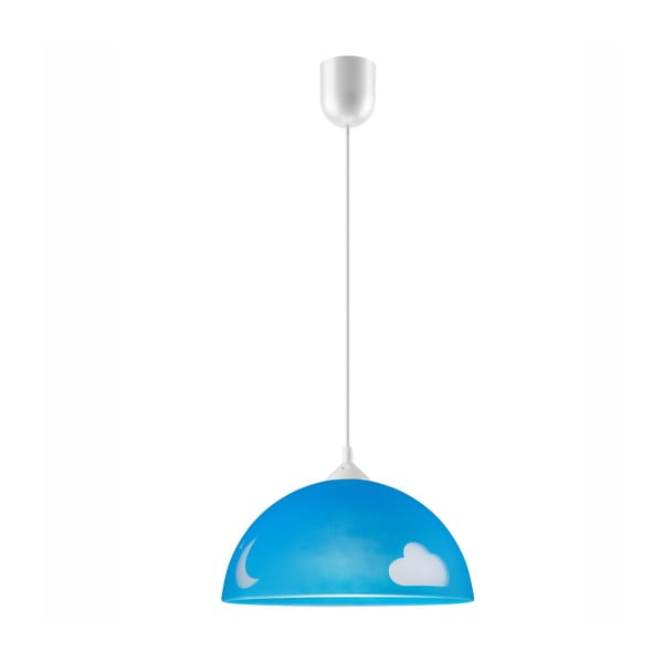 Vaikiškas šviestuvas mėlynos spalvos ø 30 cm su stiklo gaubtu Day & Night – LAMKUR