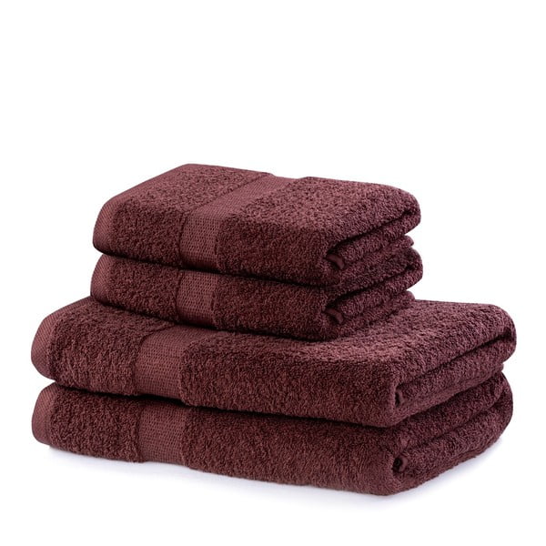 Vonios rankšluosčių rinkiniai iš medvilnės audinio rudos spalvos 4 vnt. Marina – DecoKing