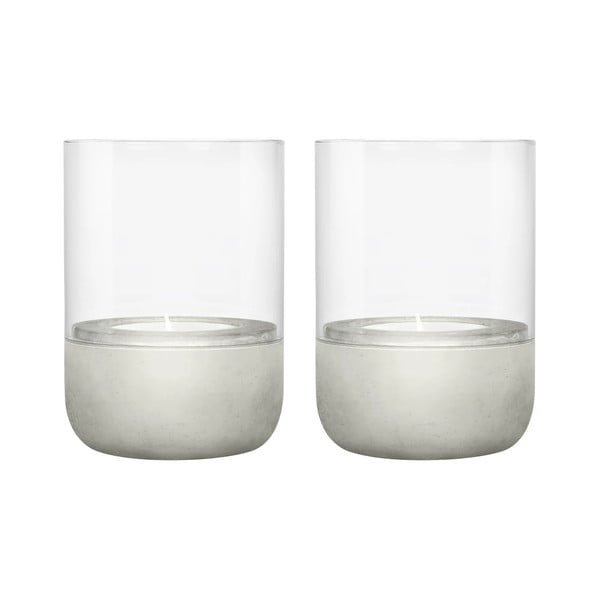 2 stiklinių žvakidžių su betoniniu pagrindu rinkinys Blomus Calma