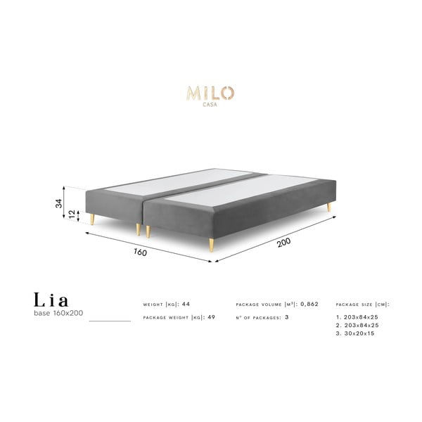 Smėlio spalvos aksominė dvigulė lova Milo Casa Lia, 160 x 200 cm-image-4