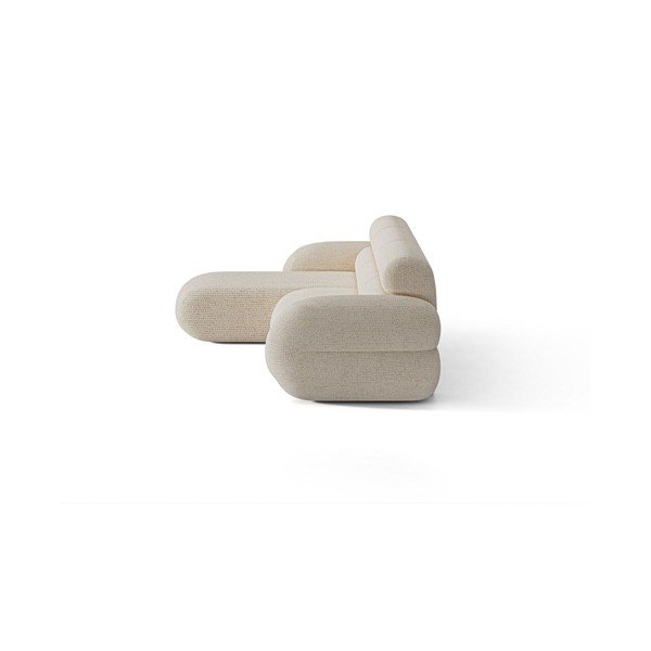 Kreminės spalvos kampinė sofa iš šenilinio audinio (su kairiuoju kampu/su gultu) Neo – Micadoni -image-2