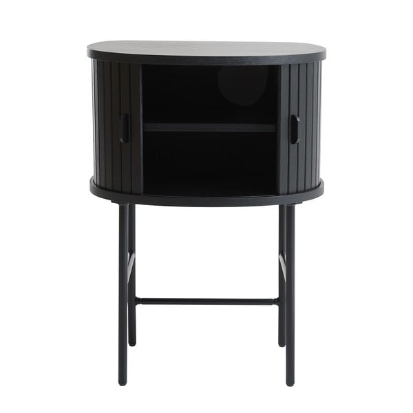 Juodos spalvos naktinis staliukas Nola – Unique Furniture-image-1
