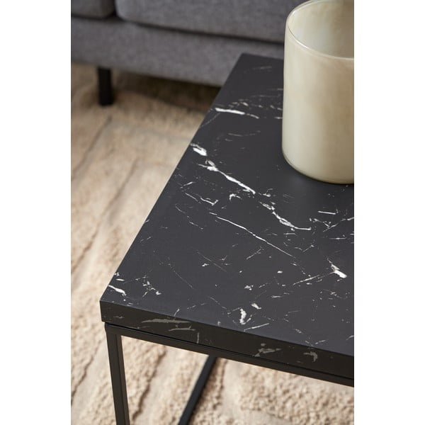 Kavos staliukas juodos spalvos su marmuro dekoro stalviršiu 55x110 cm Barossa – Actona-image-2