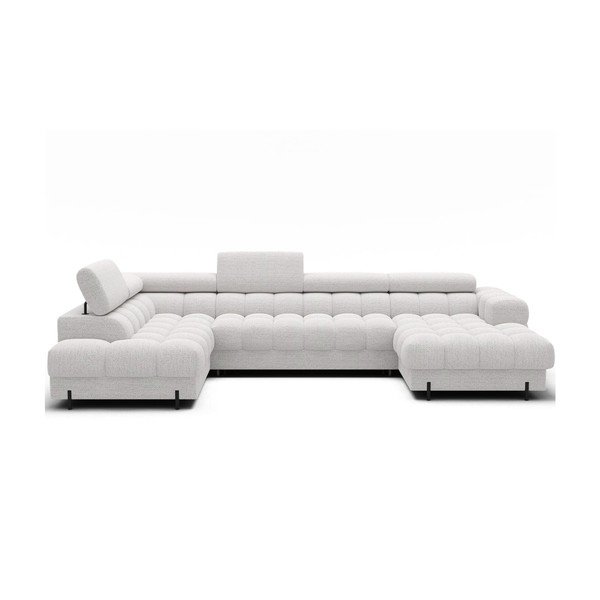 Kreminės spalvos iš boucle sulankstoma kampinė sofa (su kairiuoju kampu/„U“ formos) Feraria – ELTAP