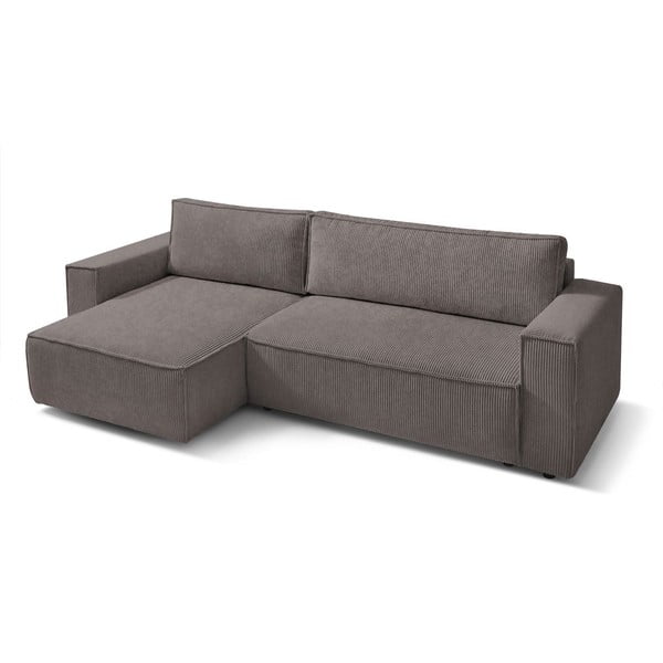 Taupe spalvos iš kordinio velveto sulankstoma/su sandėliavimo vieta kampinė sofa Nihad – Bobochic Paris-image-4