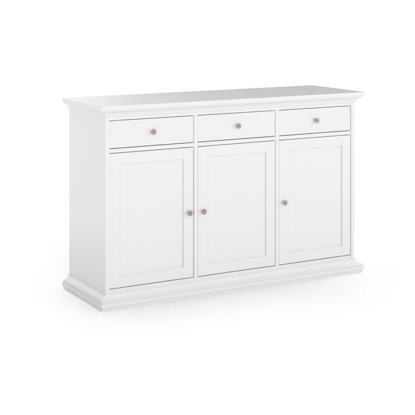 Žema šoninė spintelė baltos spalvos 144x92 cm Paris – Tvilum-image-4