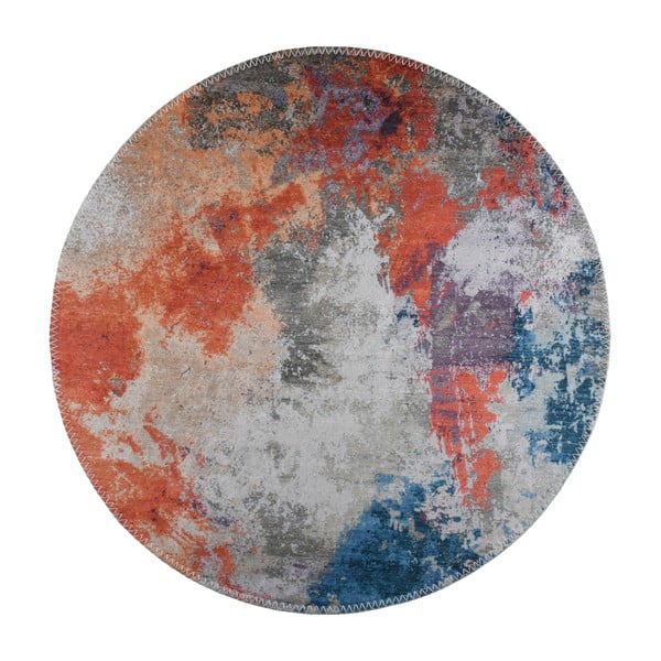 Skalbiamas apvalios formos kilimas mėlynos spalvos/oranžinės spalvos ø 100 cm – Vitaus