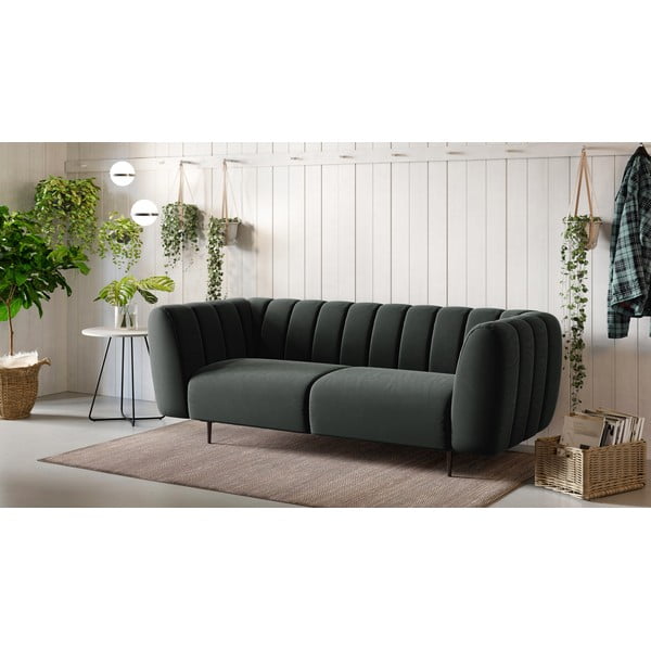 Tamsiai pilka aksominė sofa Ghado Shel, 210 cm-image-1