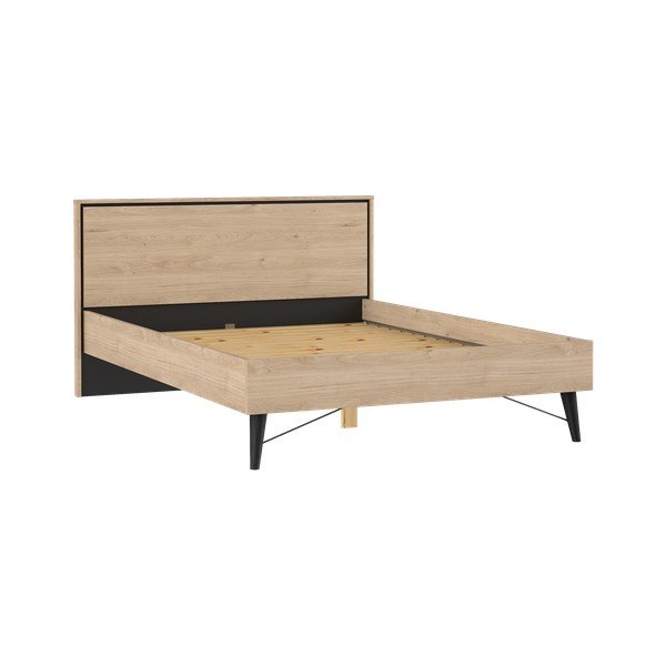 Natūralios spalvos dvigulė lova iš ąžuolo su lovos grotelėmis 140x200 cm Ry – Tvilum-image-2