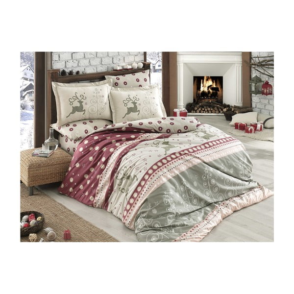 Kalėdinė dvivietės lovos patalynė su paklode "Francesca", 160 x 220 cm