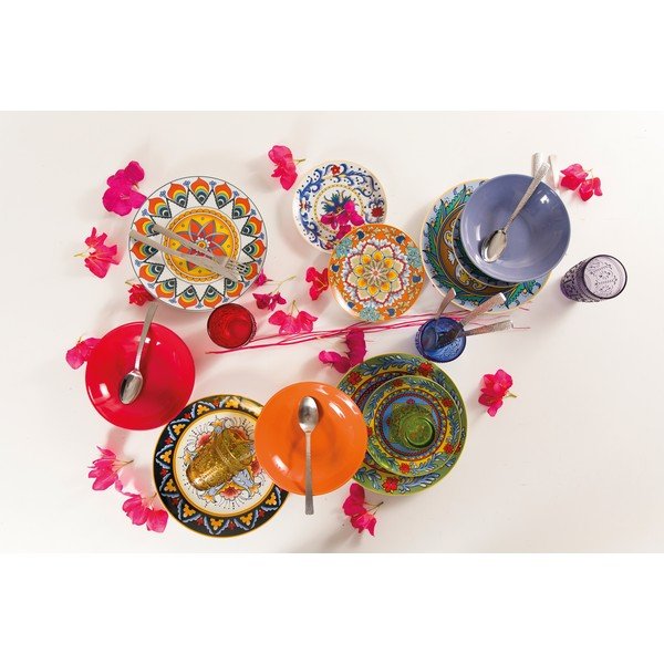 18 dalių spalvotų lėkščių rinkinys iš porceliano ir akmens masės "VDE Tivoli 1996 Renaissance-image-3