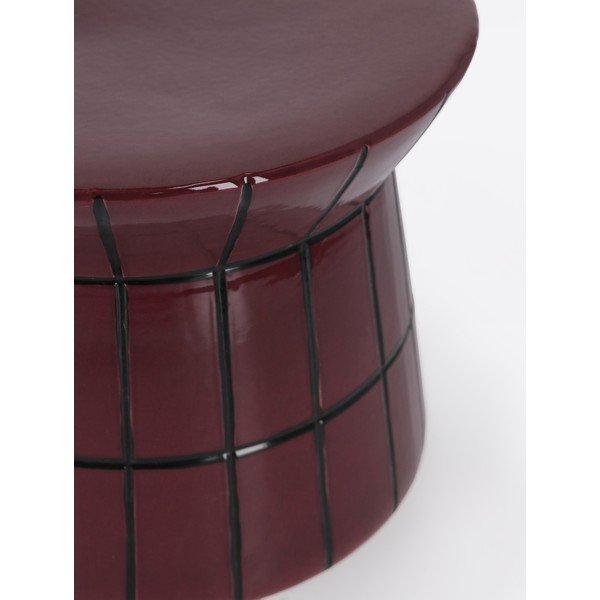 Bordo spalvos iš keramikos apvalios formos kavos staliukas ø 37,5 cm Abbes – Bizzotto-image-2