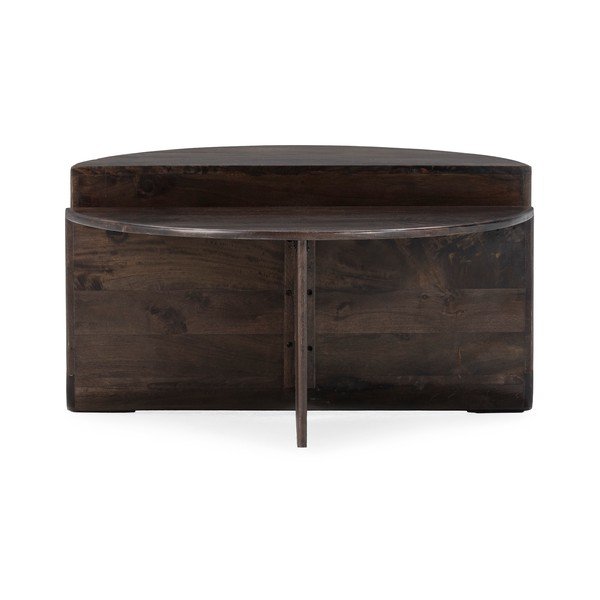 Tamsiai rudos spalvos iš mango masyvo apvalios formos kavos staliukas ø 80 cm Divya – MOME-image-1