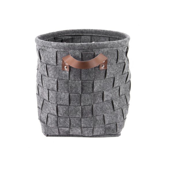 Tamsiai pilkas krepšys su odinėmis rankenomis PT LIVING Storage, ⌀ 34 cm-image-1