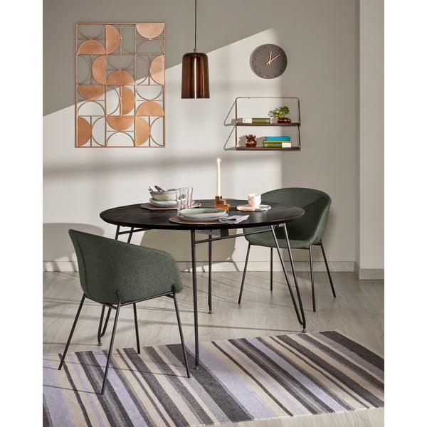 Apvalios formos prailginamas valgomojo stalas su uosio dekoro stalviršiu ø 120 cm Norfort – Kave Home-image-3