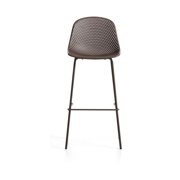 Rudos spalvos metalinė/plastikinė sodo baro taburetė Quinby – Kave Home-image-3