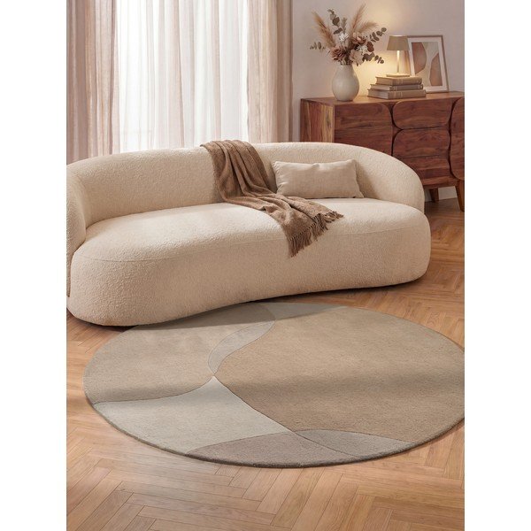 Smėlio spalvos iš vilnos apvalios formos kilimas ø 200 cm Ovia – Villeroy&Boch-image-1