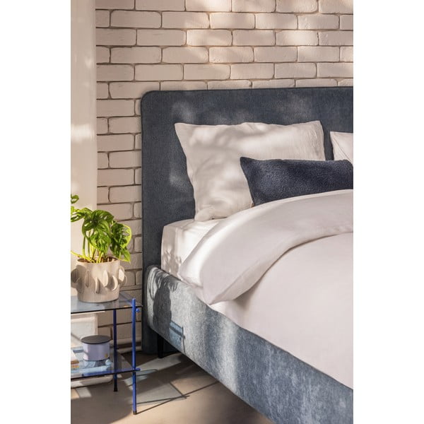 Mėlynos spalvos dvigulė lova audiniu dengta su grotelėmis 180x200 cm Noira Slim – Bonami Selection-image-3