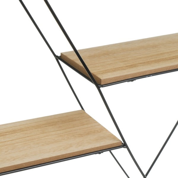Kelių aukštų sieninė lentyna juodos spalvos/natūralios spalvos 50 cm – Casa Selección-image-1