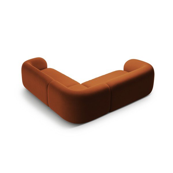 Terakotos spalvos kampinė sofa iš velveto Kate – Micadoni -image-2